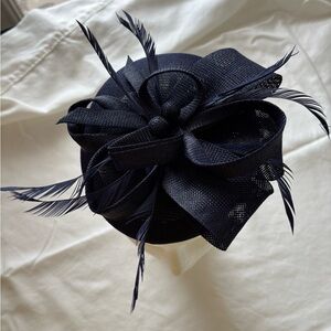 Black Floral Feathered Hat Accessory